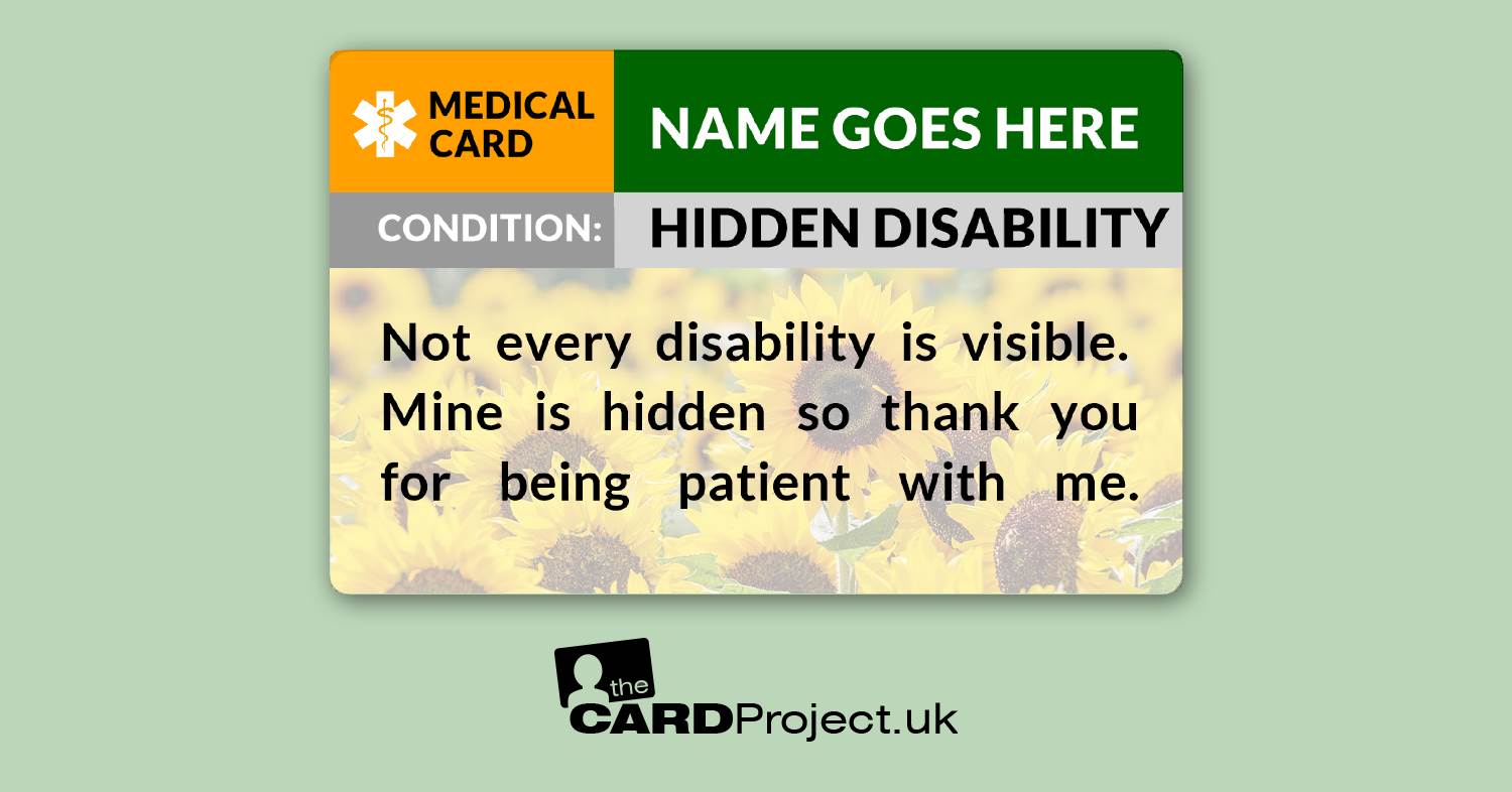 Hidden Disability Sunflower Medical ID Alert Card  (FRONT)